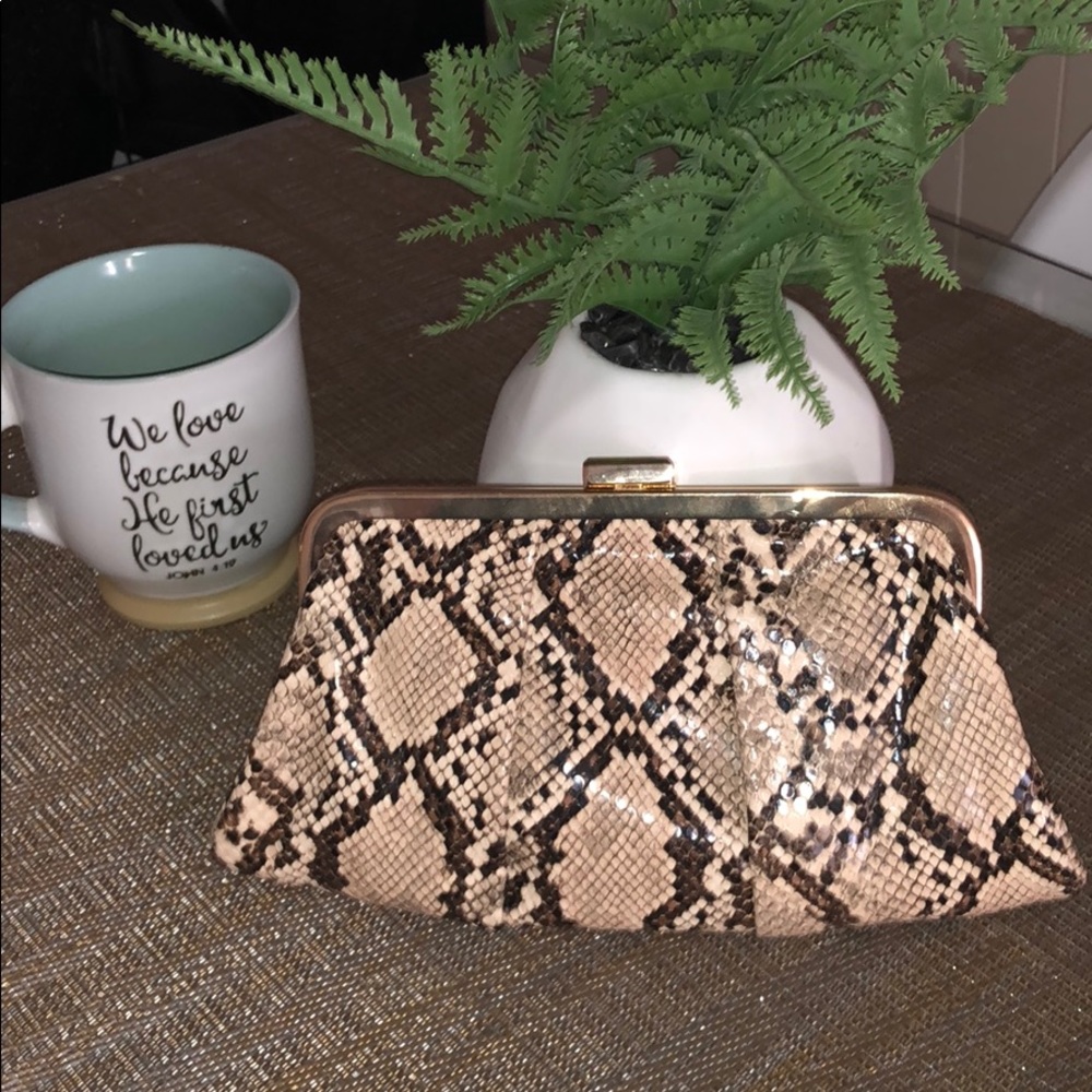 Snake print clutch